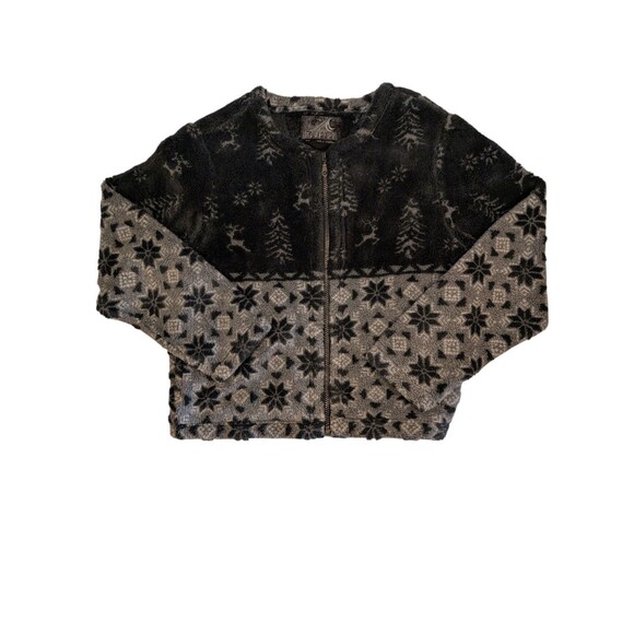 Vintage Tsunami Womens Full Zip Sherpa Fleece Navy Gray Cream Jacket Size Small - Picture 1 of 2